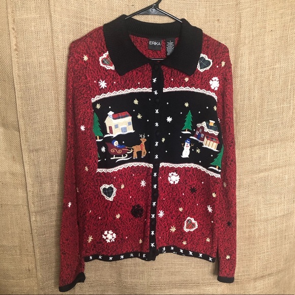 Erika Sweaters - Erika S Christmas Sweater Snowman Santa Party Knit